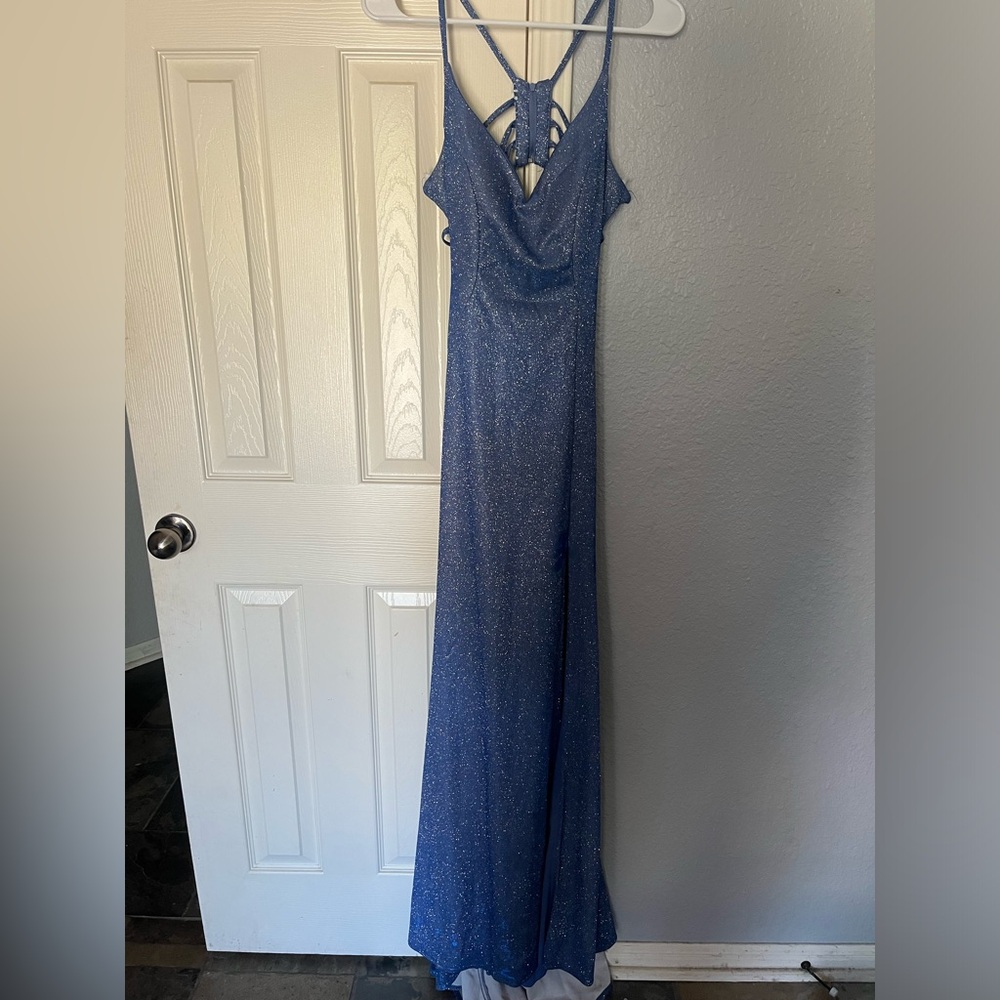 Blue Sparkly Strapped Windsor Prom Dress
